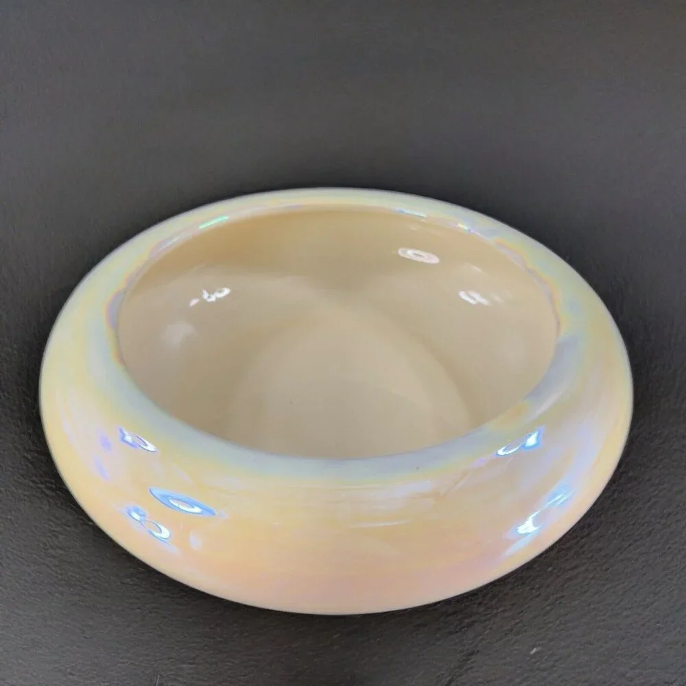 Pier 1 Pottery Planter Bowl Italian Yellow Iridescent Luster Finish Made Italy‎